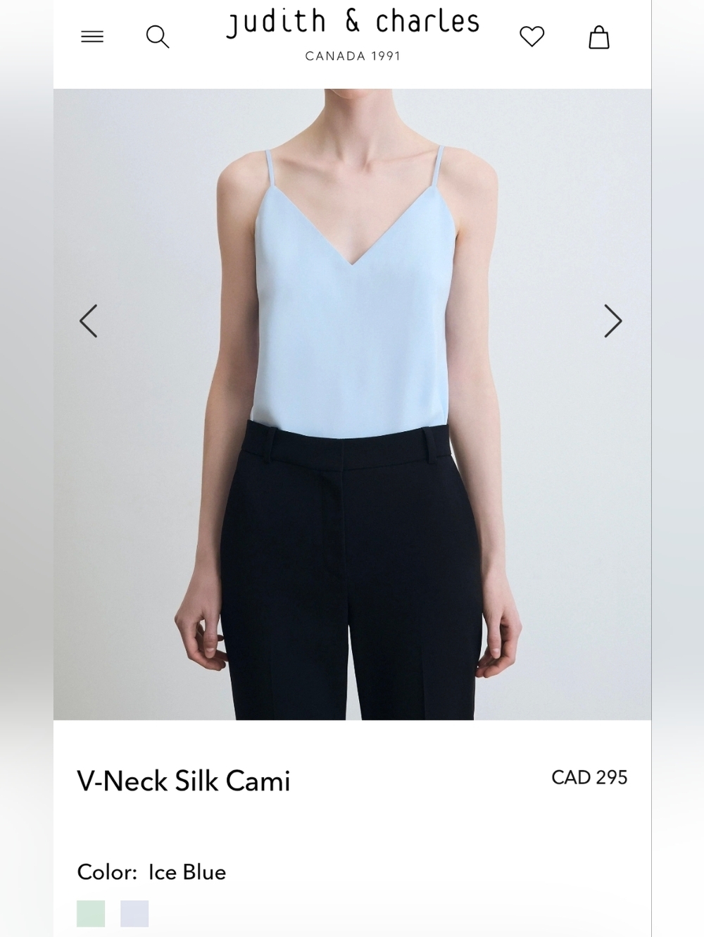 Judith & Charles/ 100% Silk/ Light Blue Spaghetti Strap Cami Top/ Size US 8 - Picture 2 of 11